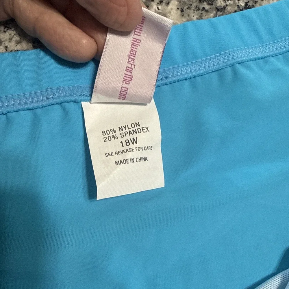 Always For Me Swim Suit‎ 2 Pc 18W  Curvy You Blue